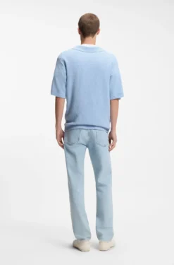 Short-sleeved oversized-fit sweater in cotton-blend towelling