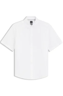 Short-sleeved shirt in a cotton and linen blend