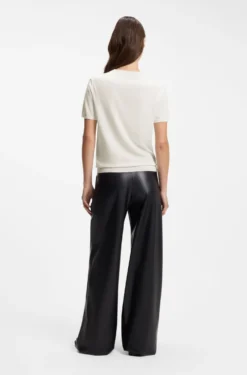 Short-sleeved sweater in a wool-cashmere blend