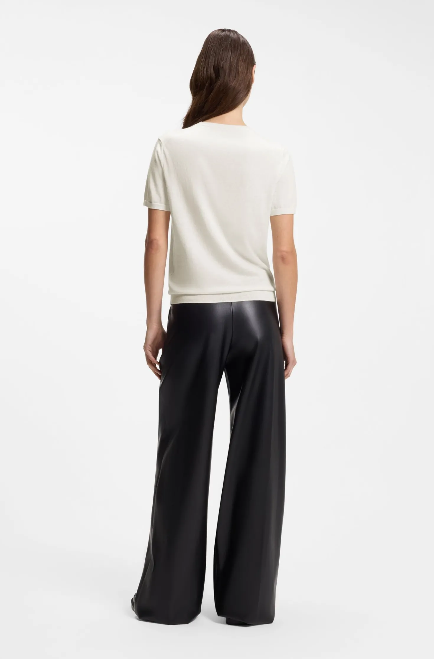 Short-sleeved sweater in a wool-cashmere blend