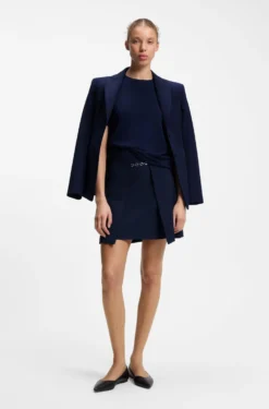 Short-sleeved sweater in a wool-cashmere blend