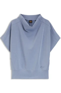 Short-sleeved sweatshirt with loose high neckline