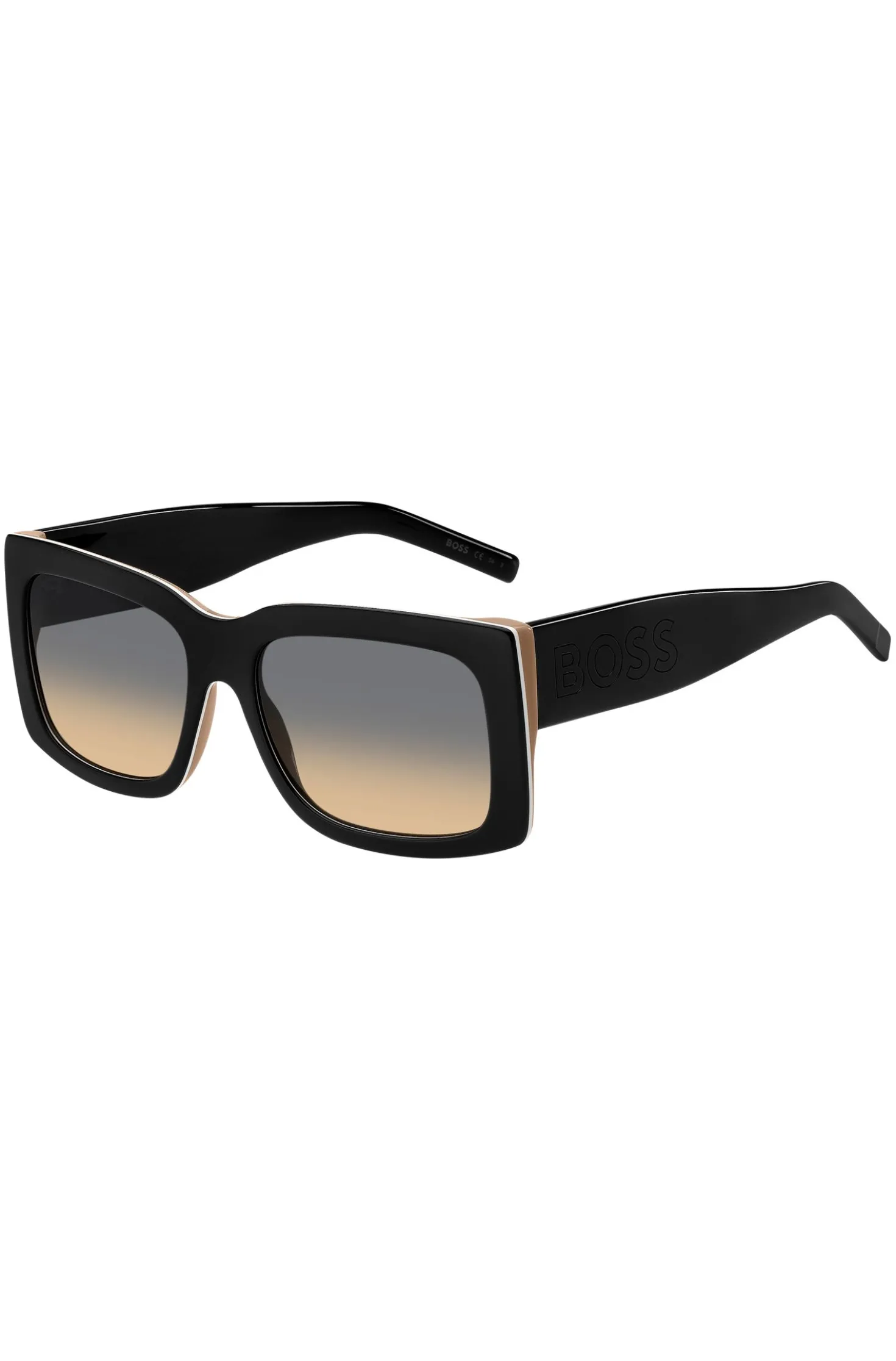 Signature-stripe bio-acetate sunglasses with large temple logo