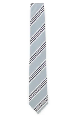 Silk-cotton tie with diagonal stripe