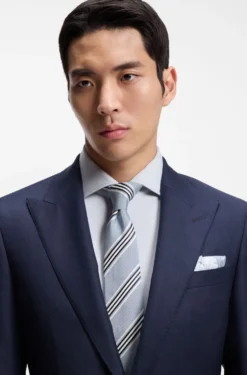 Silk-cotton tie with diagonal stripe