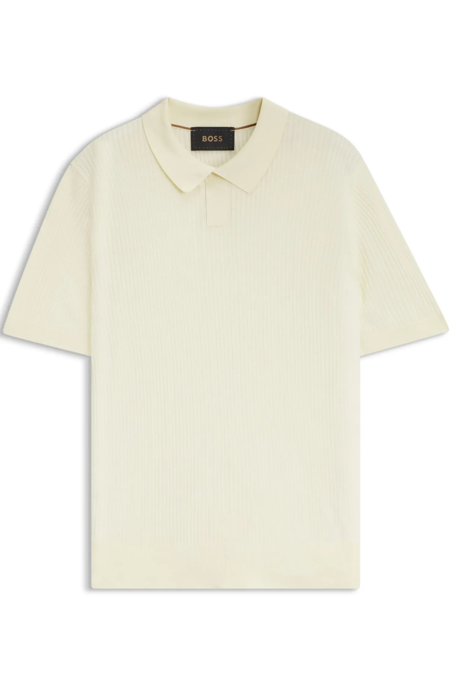 Silk knit polo with ribbed structure
