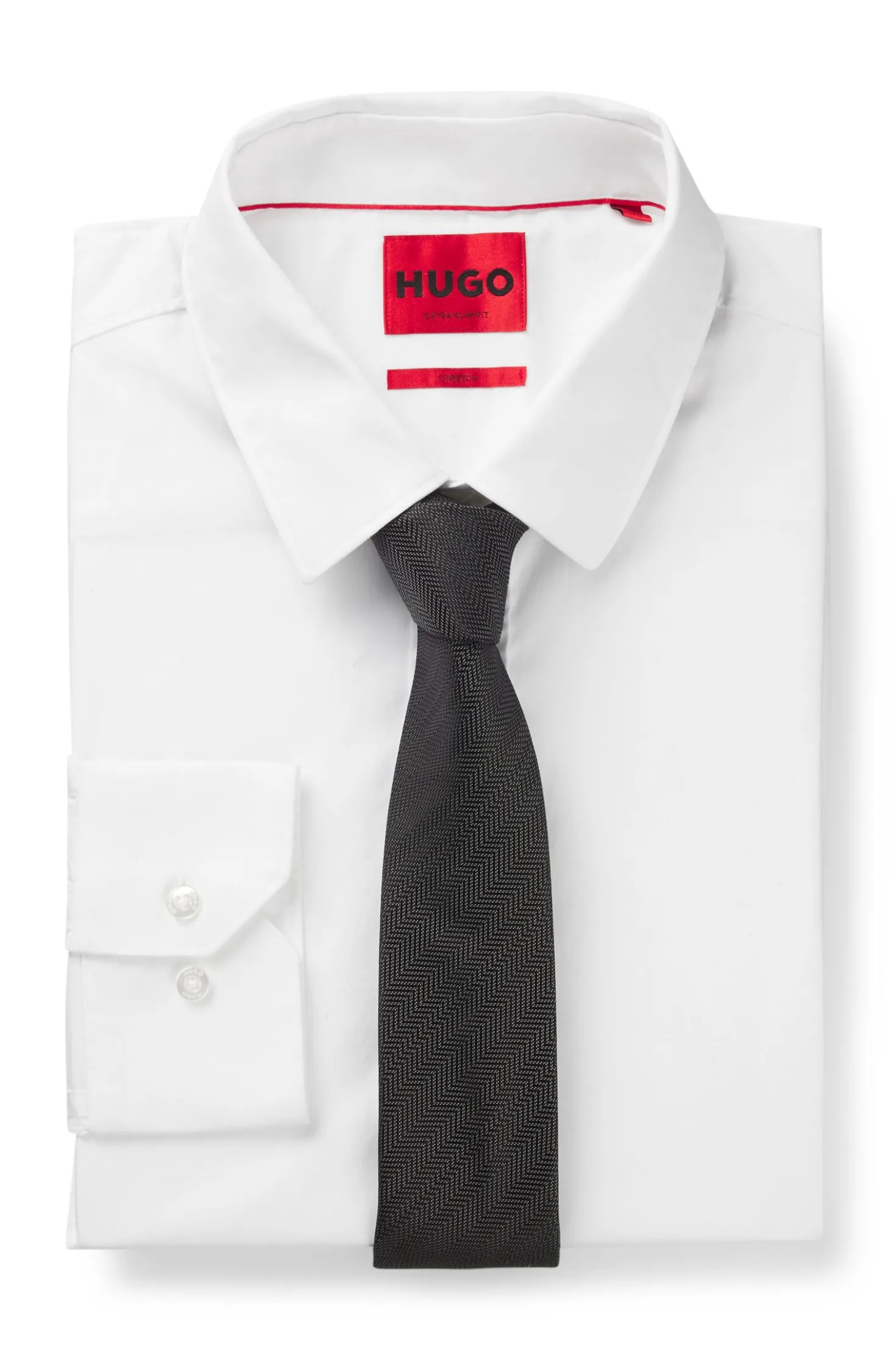 Silk tie with jacquard-woven pattern