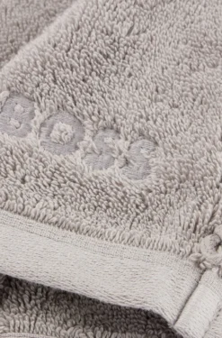 Silver Aegean-cotton washing mitt with tonal logo