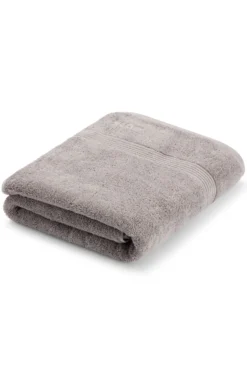 Silver cotton bath sheet with tonal embroidered logo