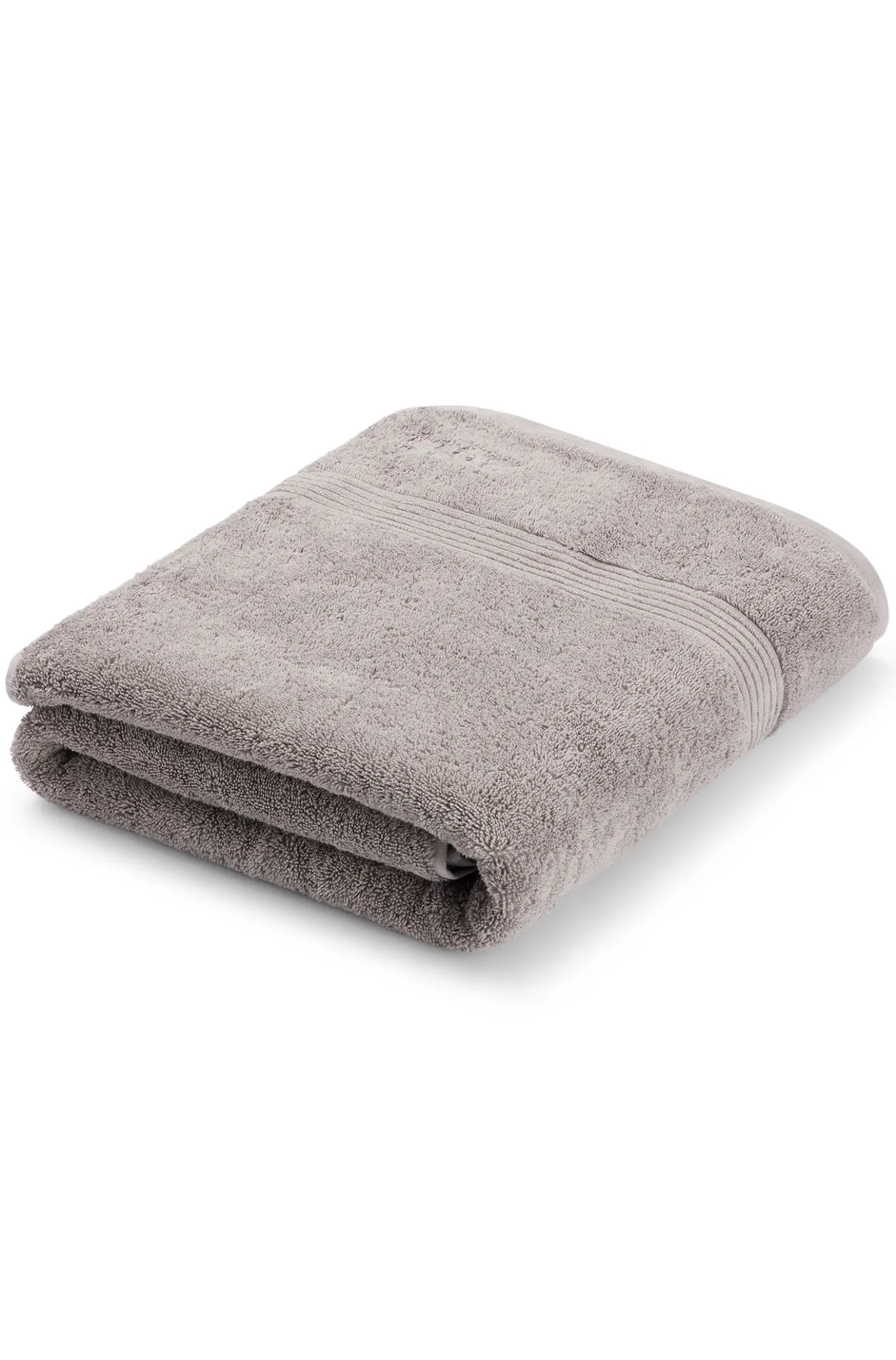 Silver cotton bath sheet with tonal embroidered logo