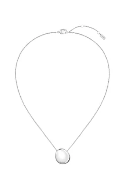 Silver-tone necklace with logo pebble pendant