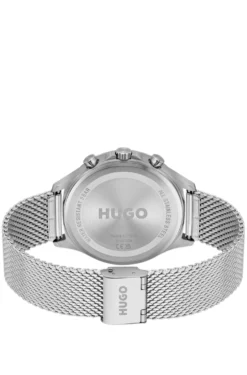 Silver-tone watch with green dial