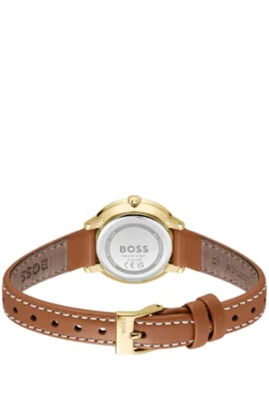 Silver-white-dial watch with leather strap