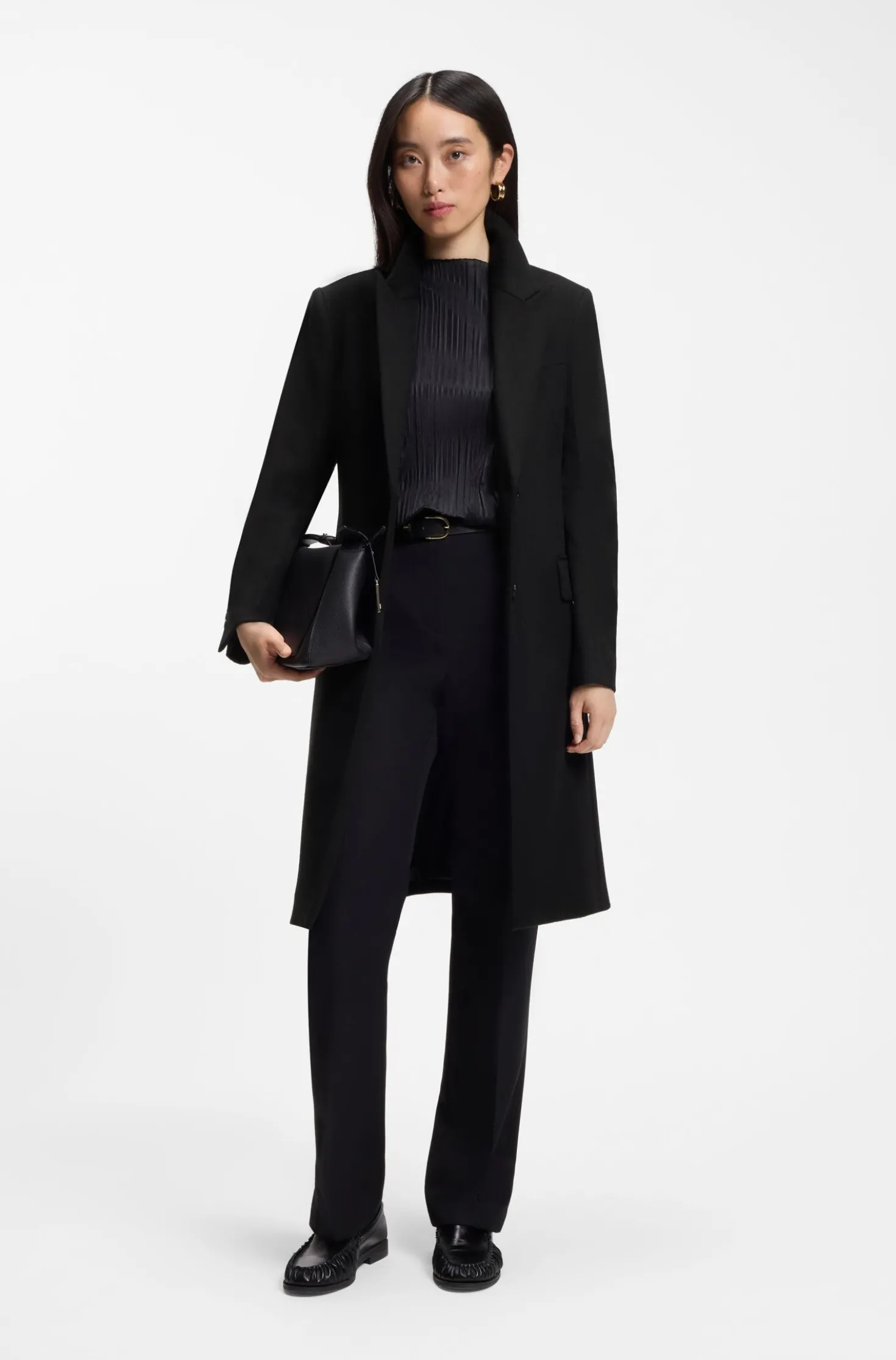 Single-breasted formal coat in wool