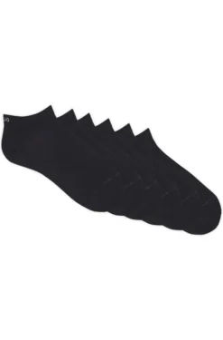 Six-pack of cotton-blend ankle socks with logos