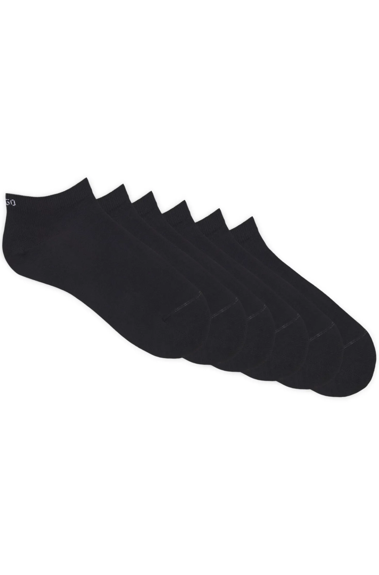 Six-pack of cotton-blend ankle socks with logos