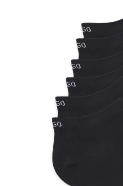 Six-pack of cotton-blend ankle socks with logos