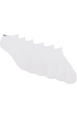 Six-pack of cotton-blend ankle socks with logos