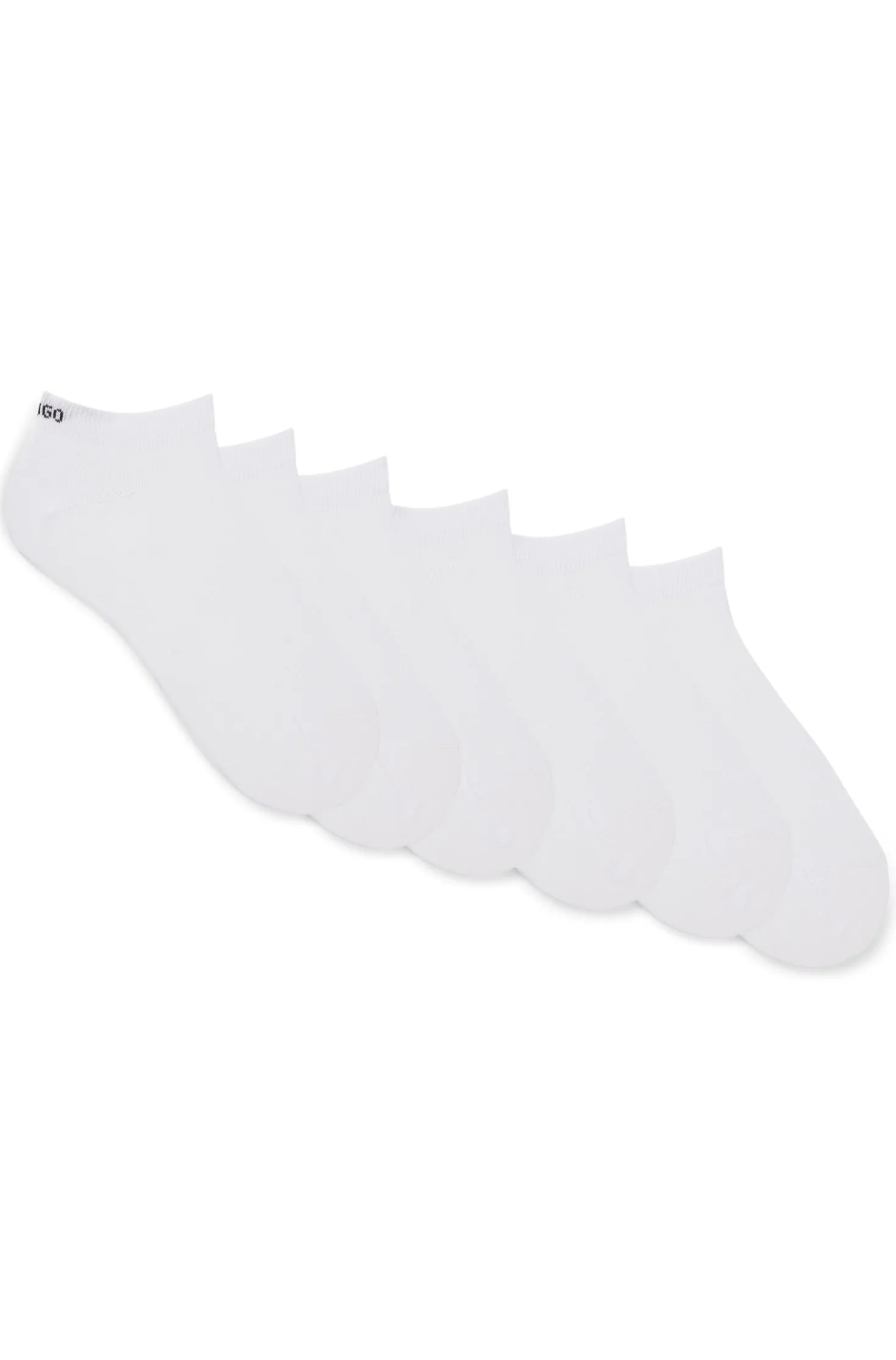 Six-pack of cotton-blend ankle socks with logos