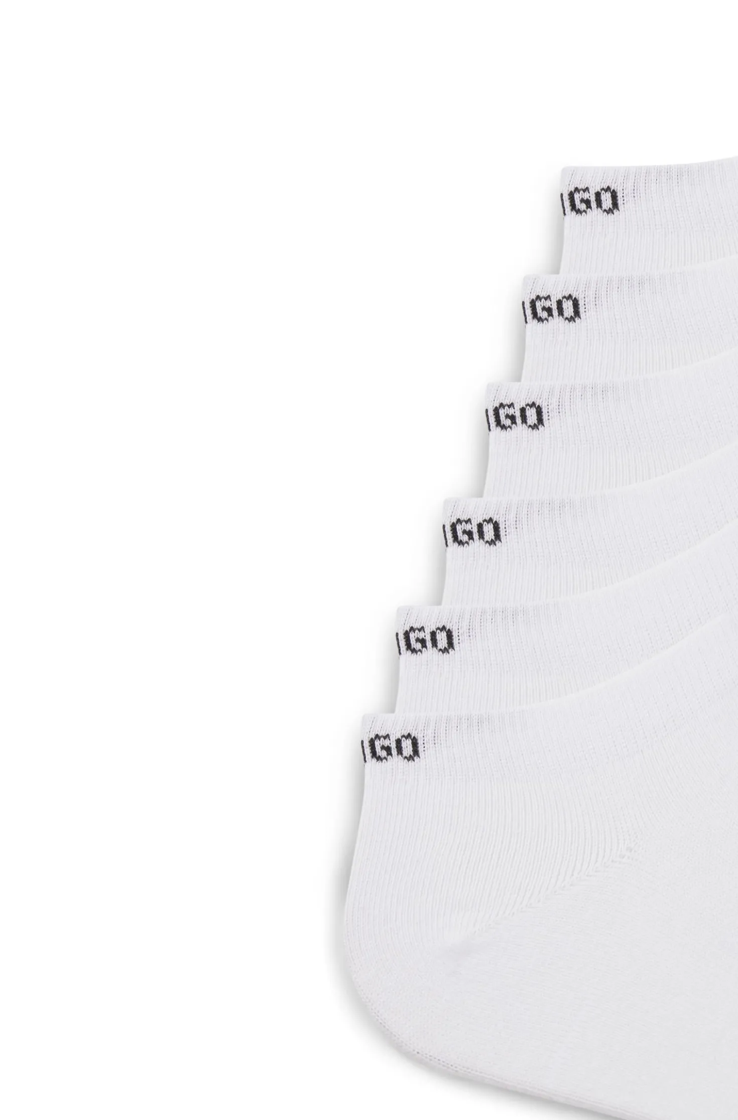 Six-pack of cotton-blend ankle socks with logos
