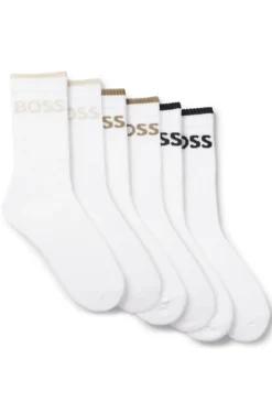 Six-pack of ribbed short socks in a cotton blend