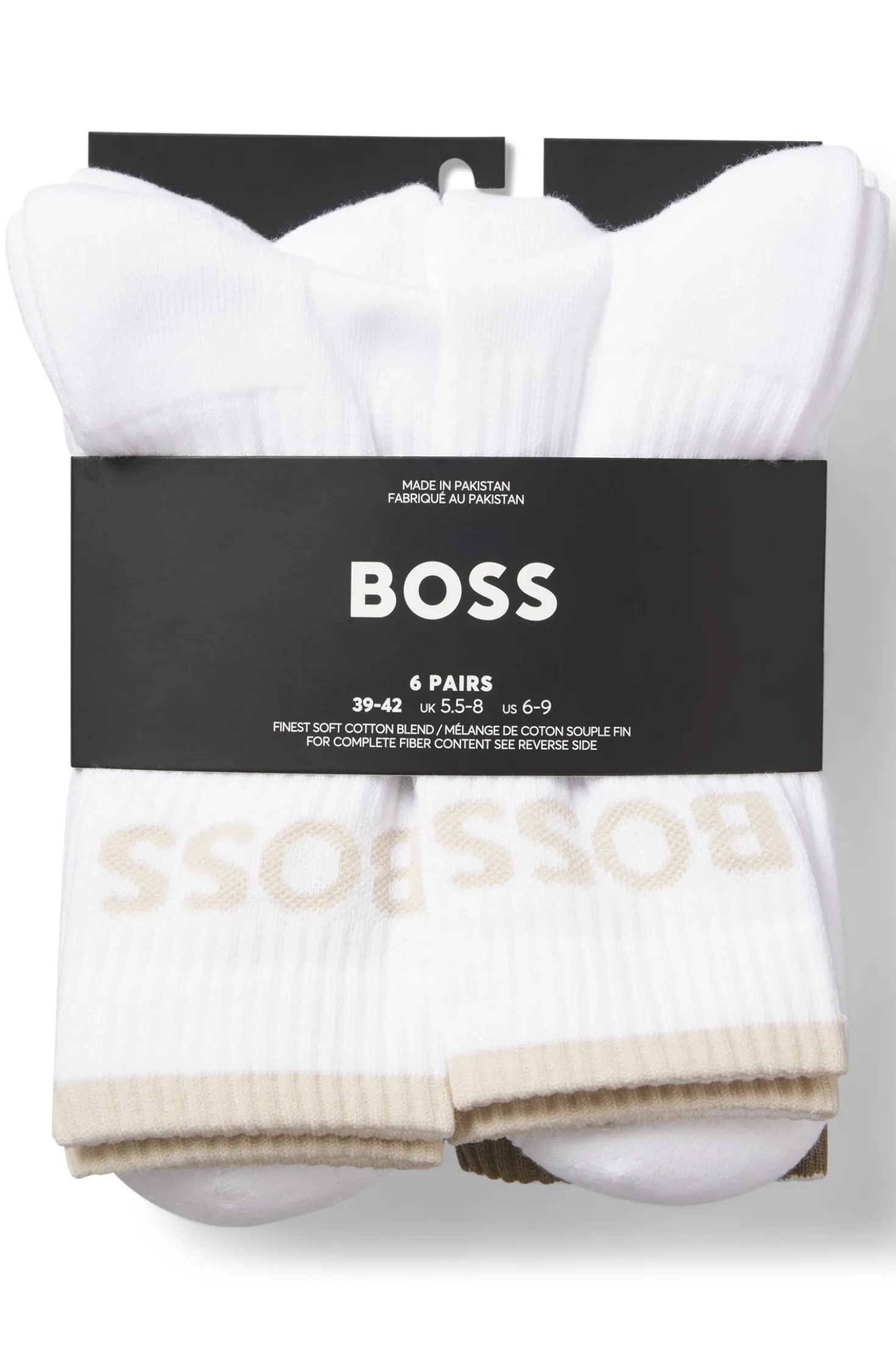 Six-pack of ribbed short socks in a cotton blend