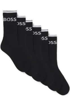 Six-pack of ribbed short socks in a cotton blend