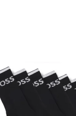Six-pack of ribbed short socks in a cotton blend