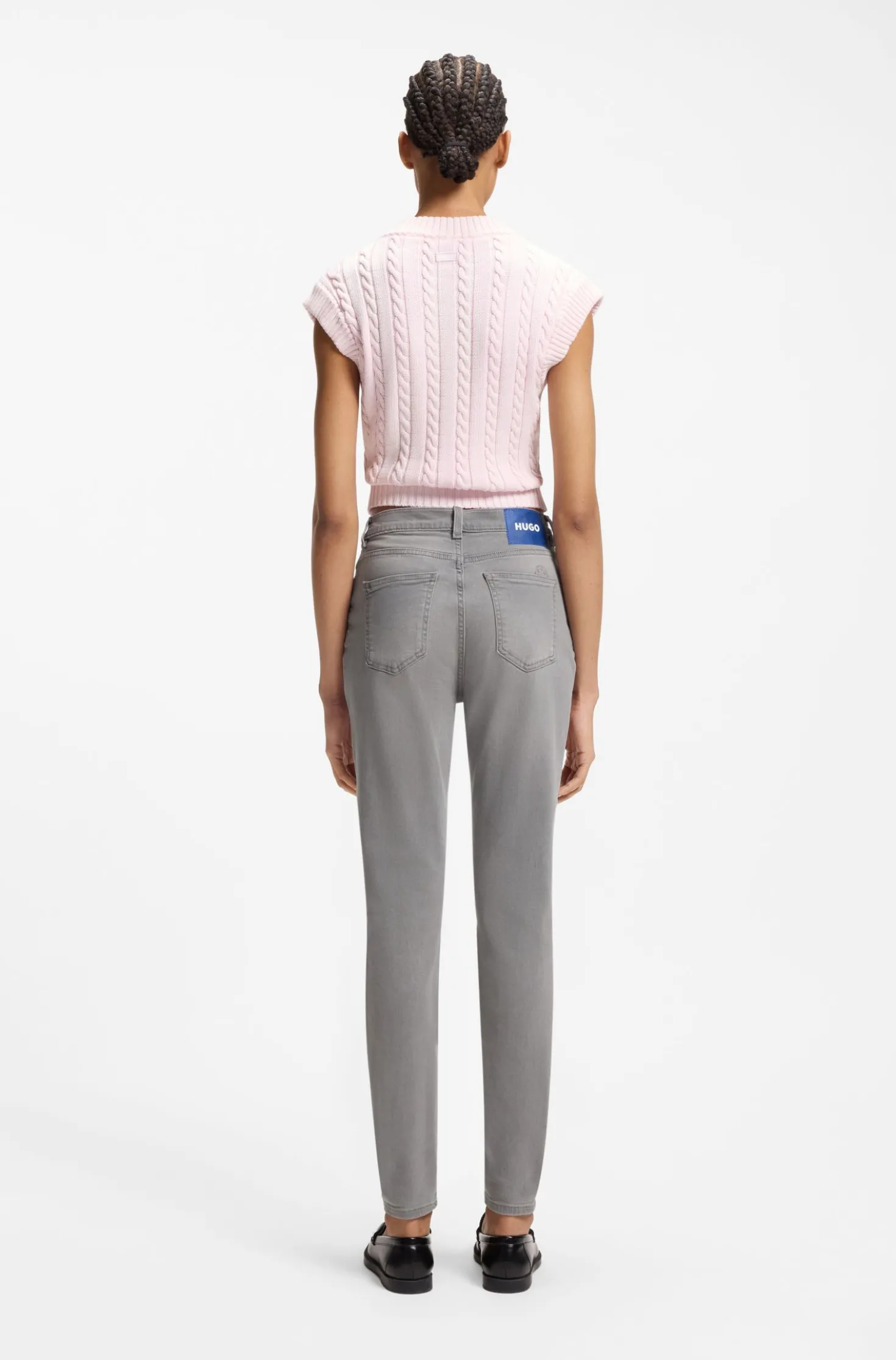 Skinny-fit jeans in dark-grey stretch denim