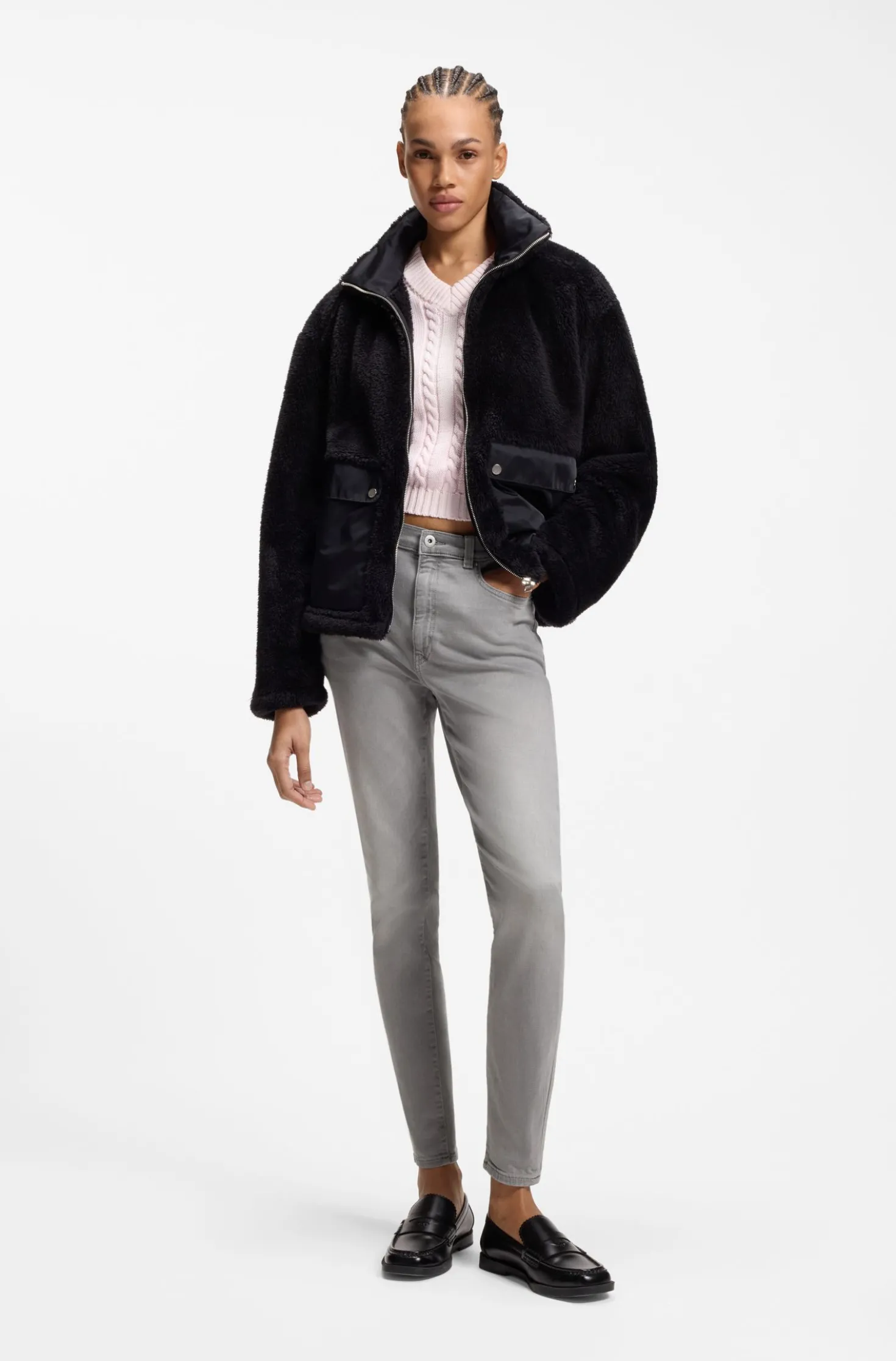Skinny-fit jeans in dark-grey stretch denim