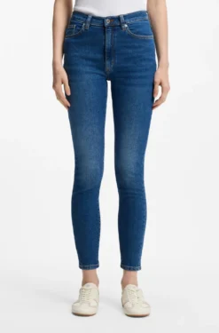Skinny-fit jeans in medium-blue stretch denim