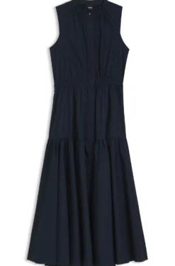 Sleeveless dress in cotton poplin