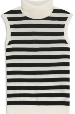 Sleeveless mock-neck sweater in merino wool