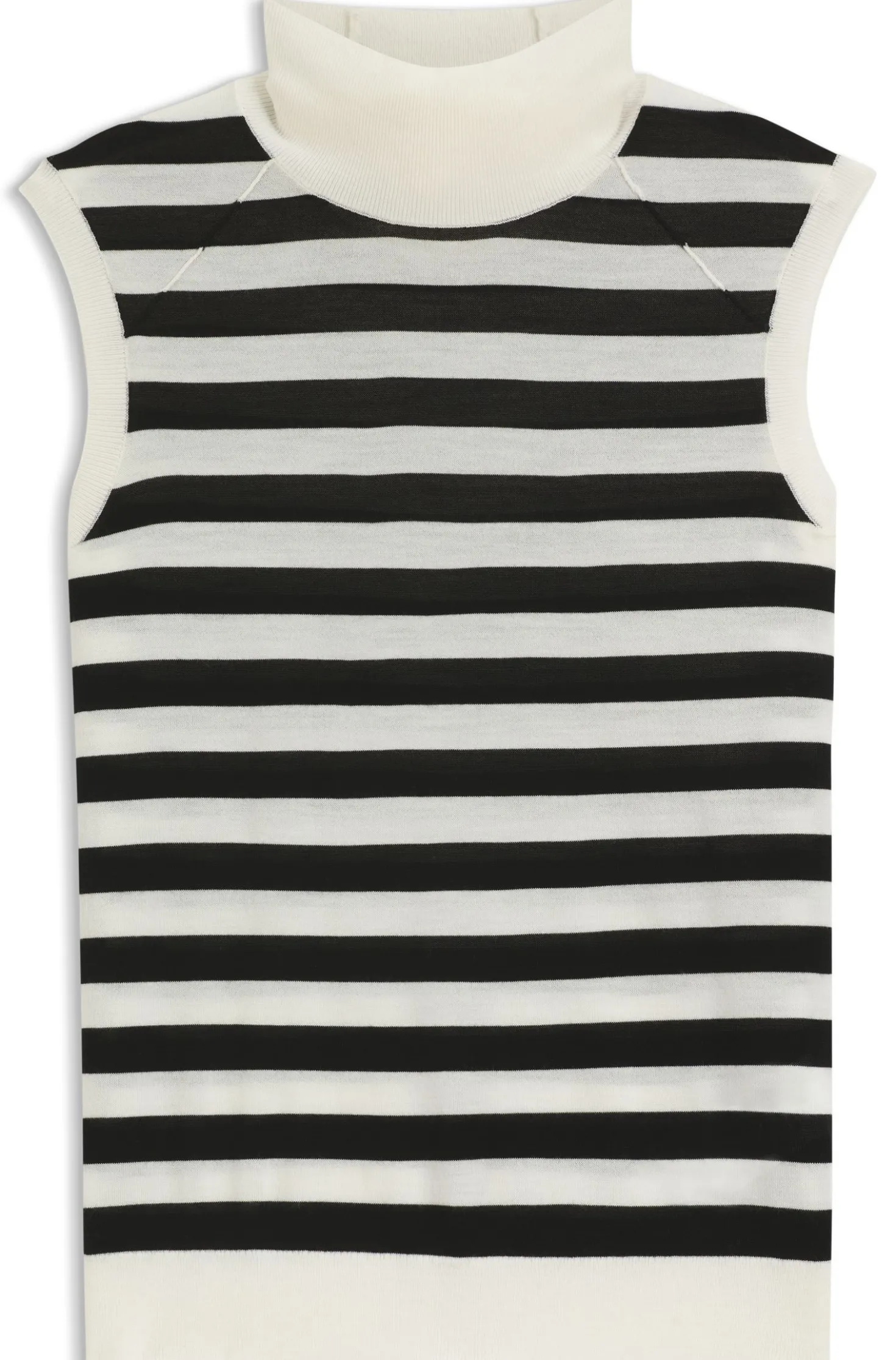 Sleeveless mock-neck sweater in merino wool