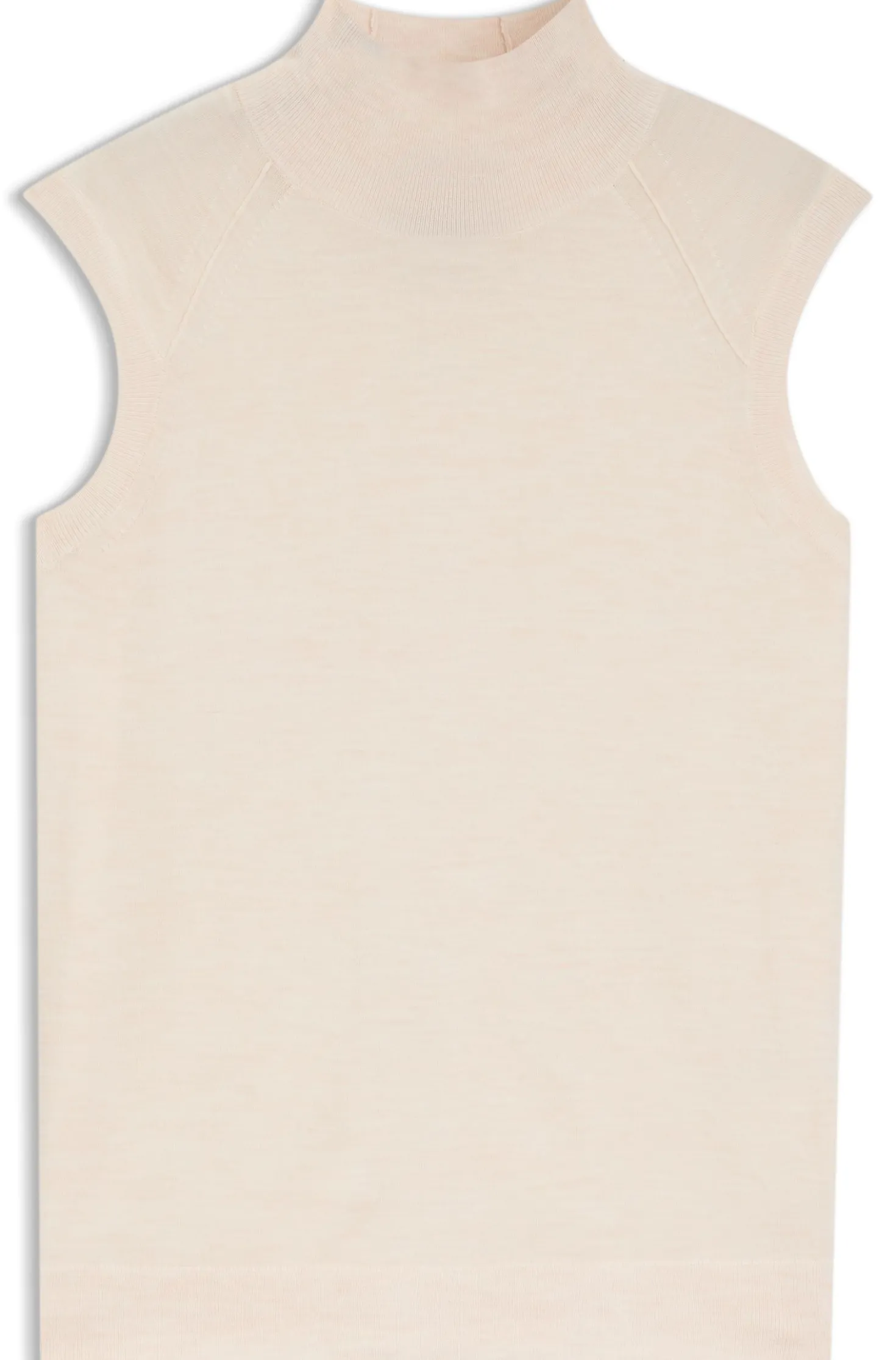Sleeveless mock-neck sweater in merino wool