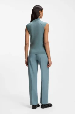 Sleeveless mock-neck sweater in merino wool