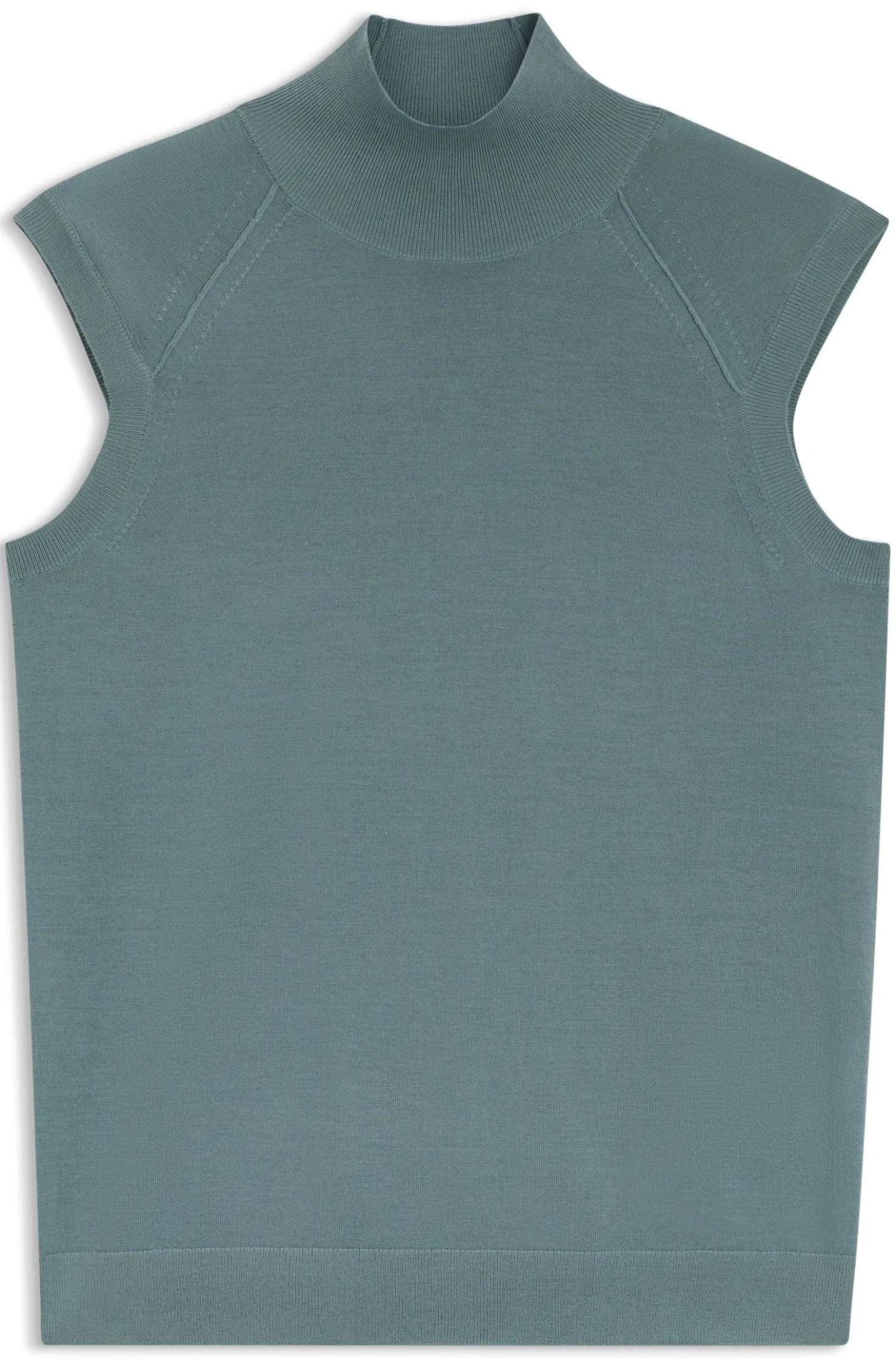 Sleeveless mock-neck sweater in merino wool
