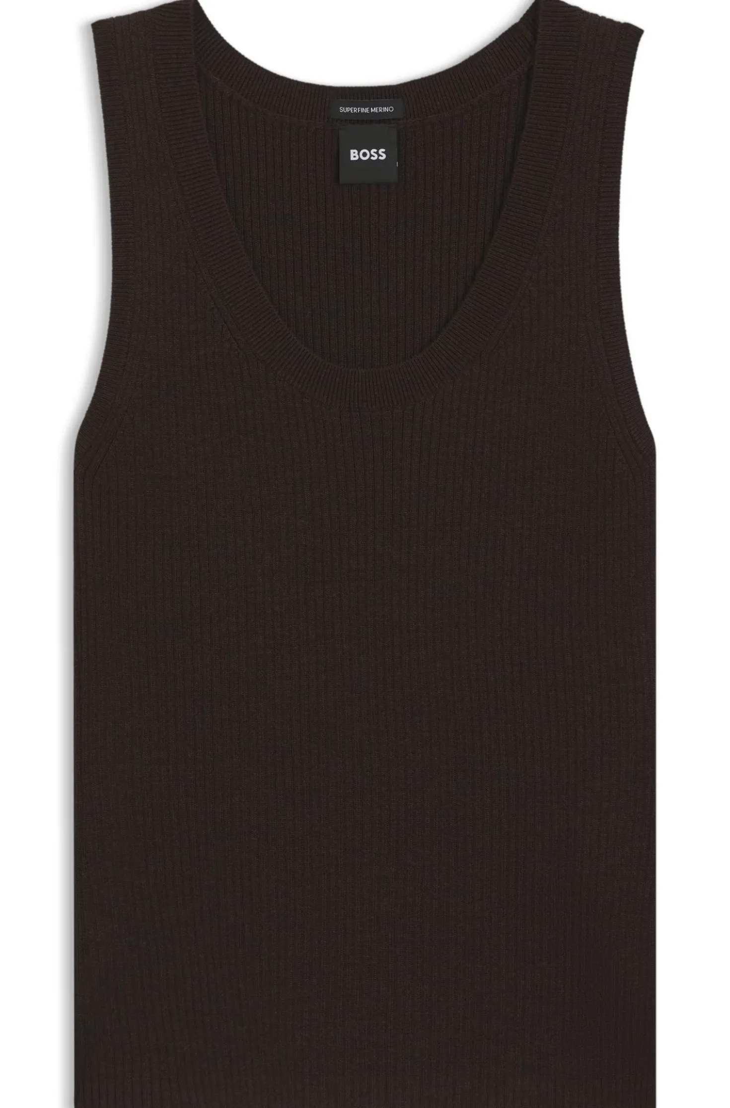 Sleeveless ribbed top in virgin wool