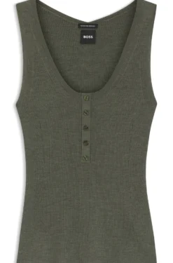 Sleeveless top in rib-knit merino wool