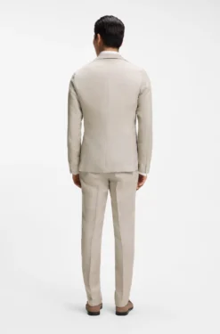 Slim-fit blazer in a micro-pattern linen blend