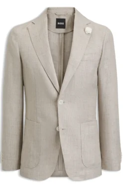Slim-fit blazer in a micro-pattern linen blend
