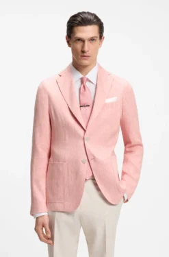 Slim-fit blazer in a micro-pattern linen blend