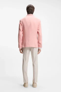 Slim-fit blazer in a micro-pattern linen blend