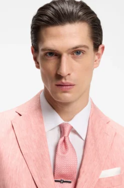 Slim-fit blazer in a micro-pattern linen blend