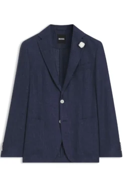 Slim-fit blazer in a micro-pattern linen blend
