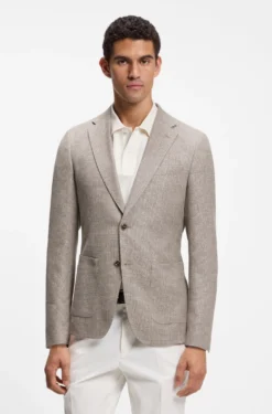 Slim-fit blazer in a patterned virgin-wool blend