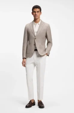 Slim-fit blazer in a patterned virgin-wool blend