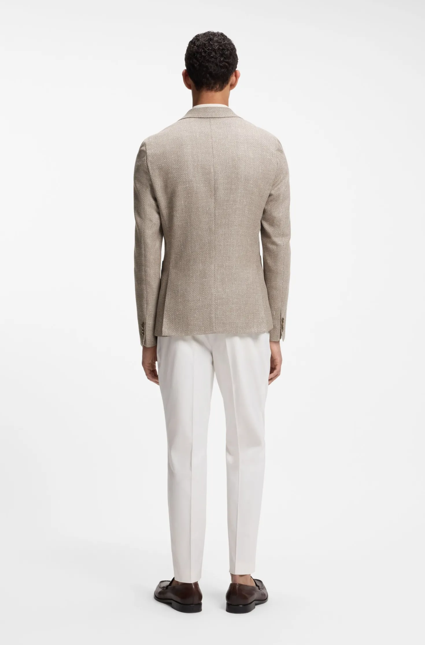 Slim-fit blazer in a patterned virgin-wool blend