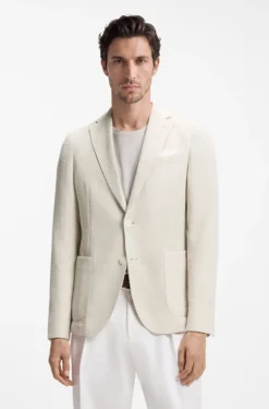 Slim-fit blazer in a patterned cotton blend