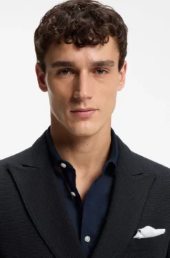 Slim-fit blazer in a patterned cotton blend